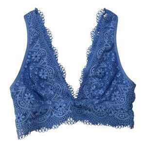 Victoria's Secret Body By Victoria Lace Bralette Size Medium Floral Light Blue